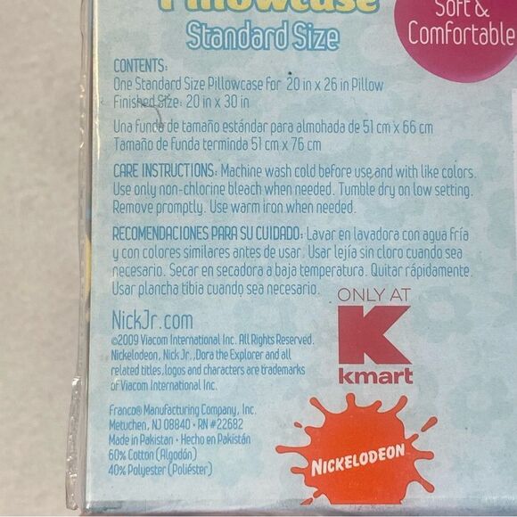 Dora The Explorer New With Tags 2009 Pillowcase Nickelodeon - Picture 5 of 7